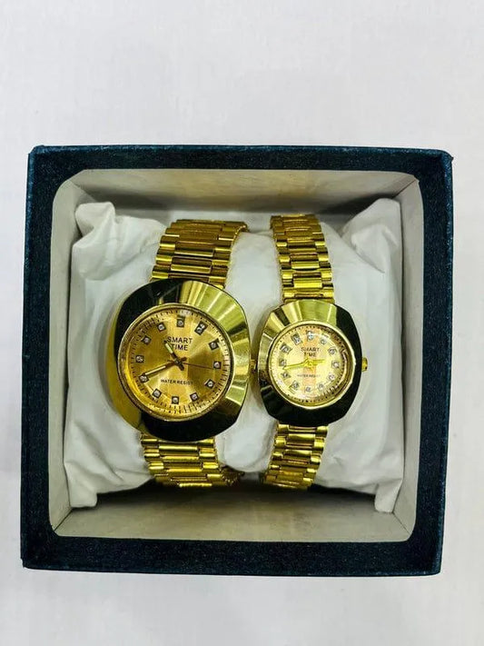 Stylish 2 Pcs Analogue Watches Set for Men & Women - Perfect for Couples